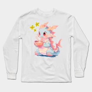 Dragon eating ramen Long Sleeve T-Shirt